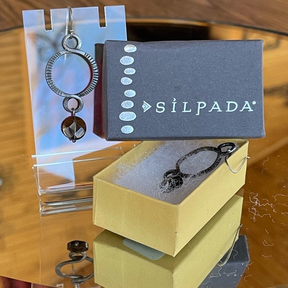 Signed Silpada 925 Sterling Silver Faceted Brown Smoky Quartz drop earrings - Picture 2 of 14